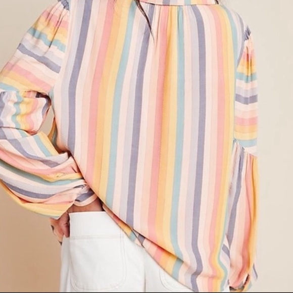 Amadi Anthropologie Rainbow Peasant Blouse Size Large Amadi-Anthro - Picture 3 of 10